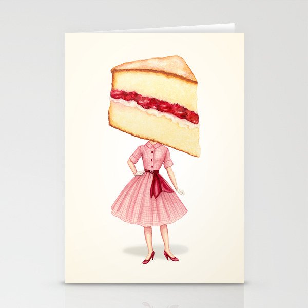 Cake Head Pin-up - Victoria Sponge Stationery Cards