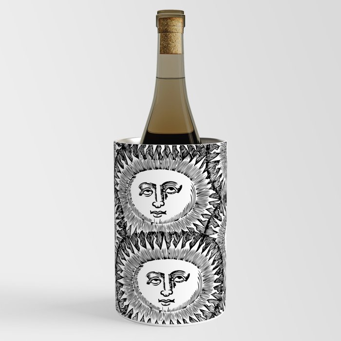 Sun Black and white face illustration  Wine Chiller