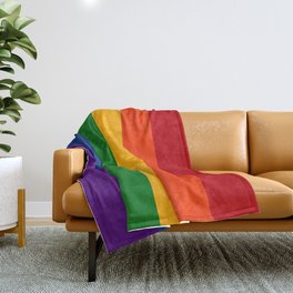 Seamless Repeating LGBTQ Pride Rainbow Flag Background Throw Blanket