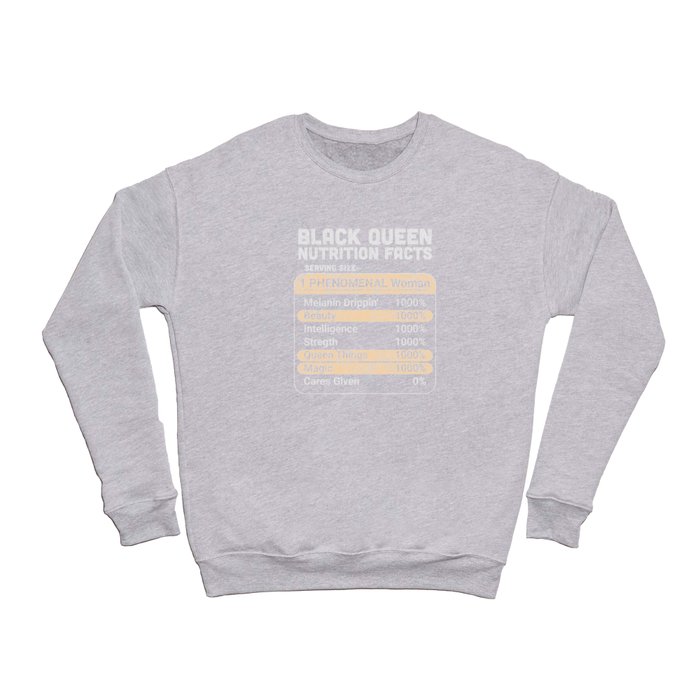 Vintage Black Queen Nutrition Facts Black Women Crewneck
