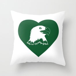 Eagle Mascot Cares Green Throw Pillow