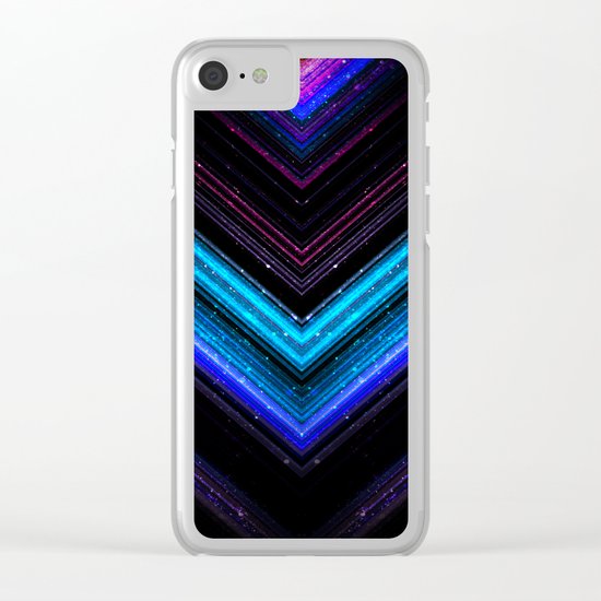 Sparkly metallic blue and purple galaxy lines Clear iPhone Case
