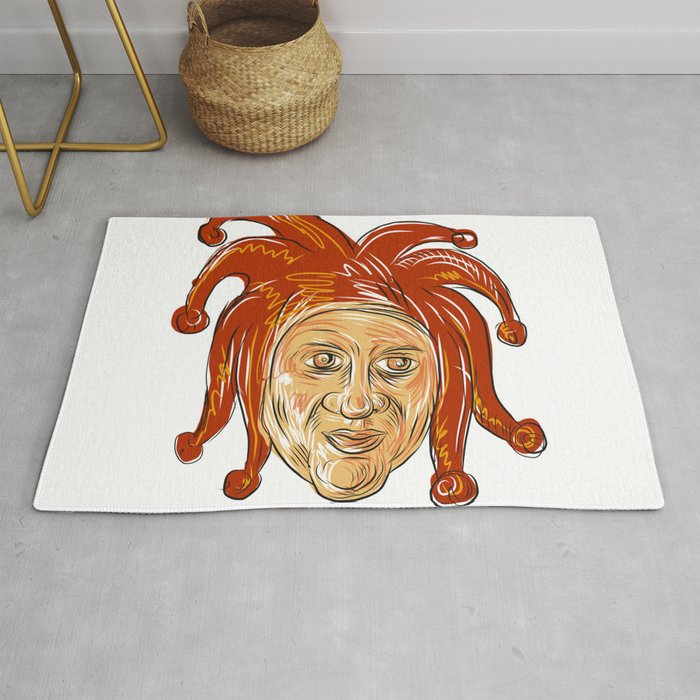 Court Jester Head Drawing Rug