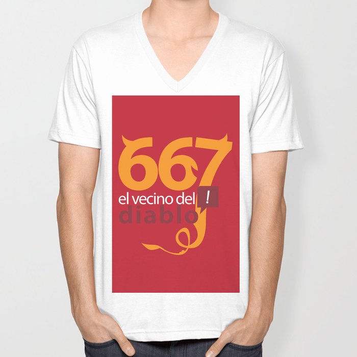 El Vecino del Diablo V Neck T Shirt by Andre Mortari Society6
