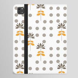 Grey Polka Dot And Floral Retro Pattern Background iPad Folio Case