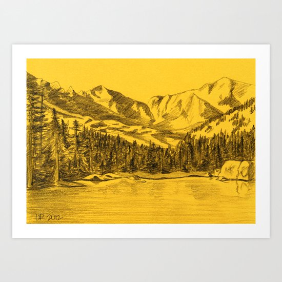 Yellow Rocky Mountains Art Print