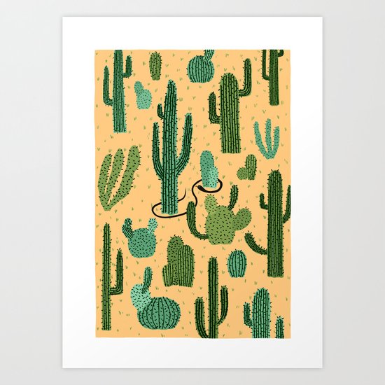 The Snake, The Cactus and The Desert Art Print
