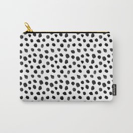 Black & White Dalmatian Pattern Carry-All Pouch | Small, Preppy, Brush, Polka, Pattern, Modern, Dots, Dark, Black, Paint 