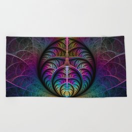 Lively Structures Colorful Abstract Fractal Art Beach Towel