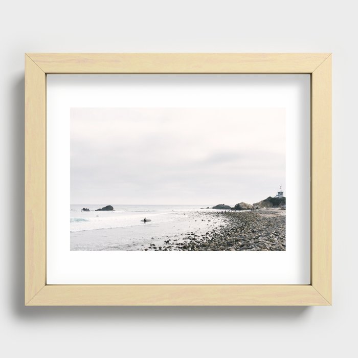 Waiting for the Wave - California Beach Surfer Recessed Framed Print