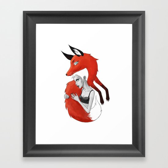 Girl and a Fox Framed Art Print