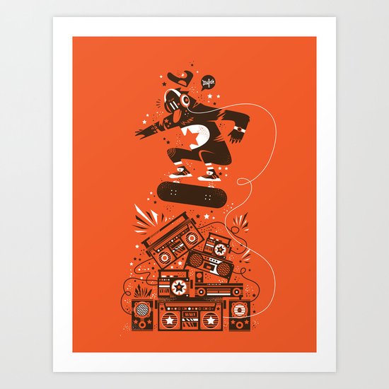 Skate and music Art Print