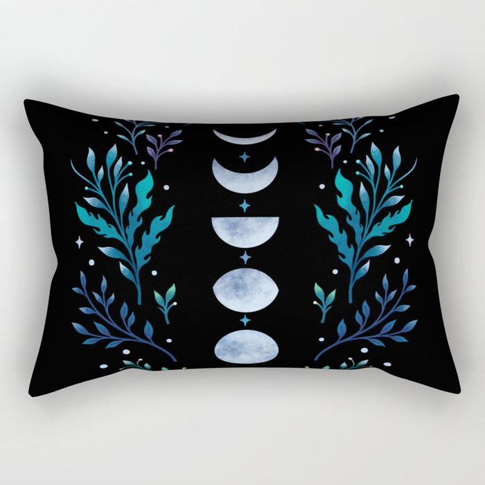 Moonlight Garden - Blue Rectangular Pillow