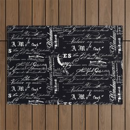 NEW YORK AND PARIS VINTAGE TYPOGRAPHY Outdoor Rug