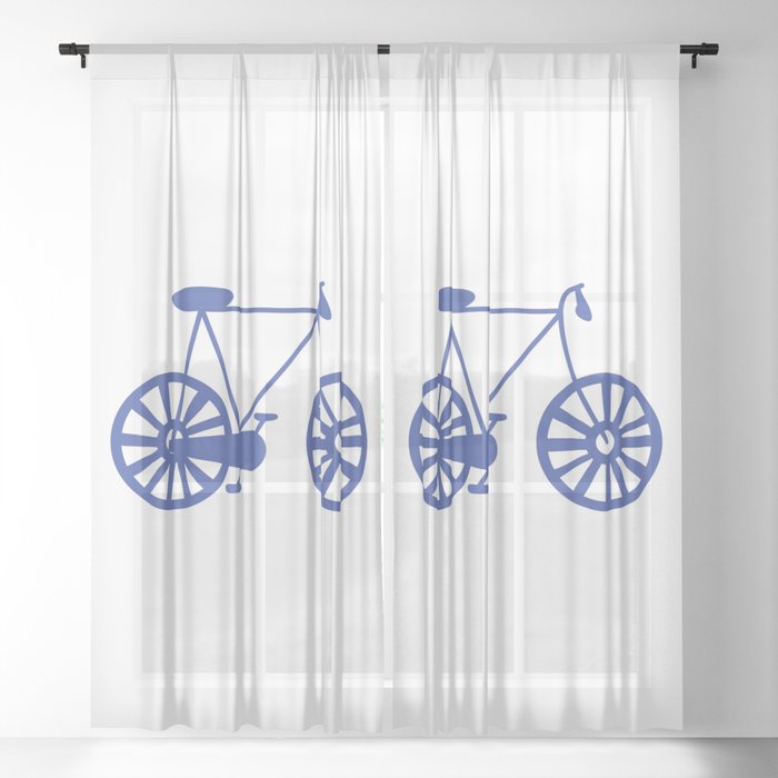 Bike Lover Cyclist Blue Print Pattern Sheer Curtain