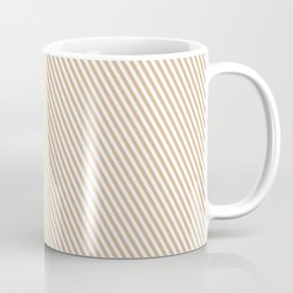 [ Thumbnail: White and Tan Colored Stripes/Lines Pattern Coffee Mug ]