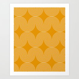 Abstract Arch Pattern, Golden Ochre Yellow Art Print