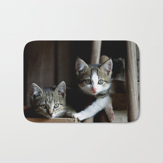 A small cats dream team in the siesta Bath Mat