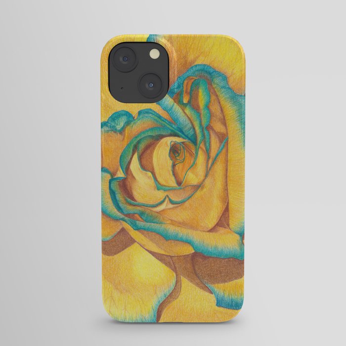 Yellow and Turquoise Rose iPhone Case
