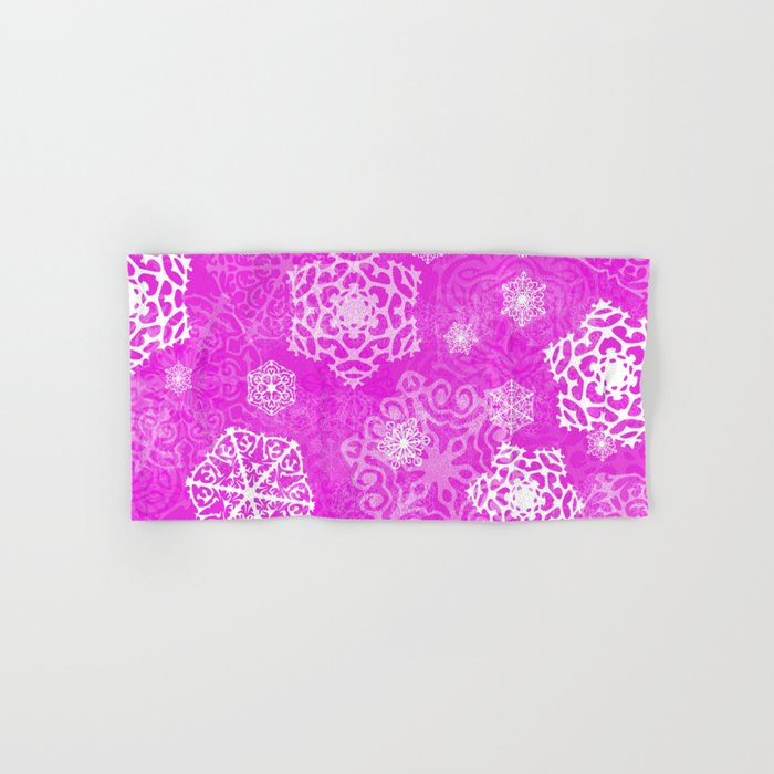 Snowflakes - purple Hand & Bath Towel