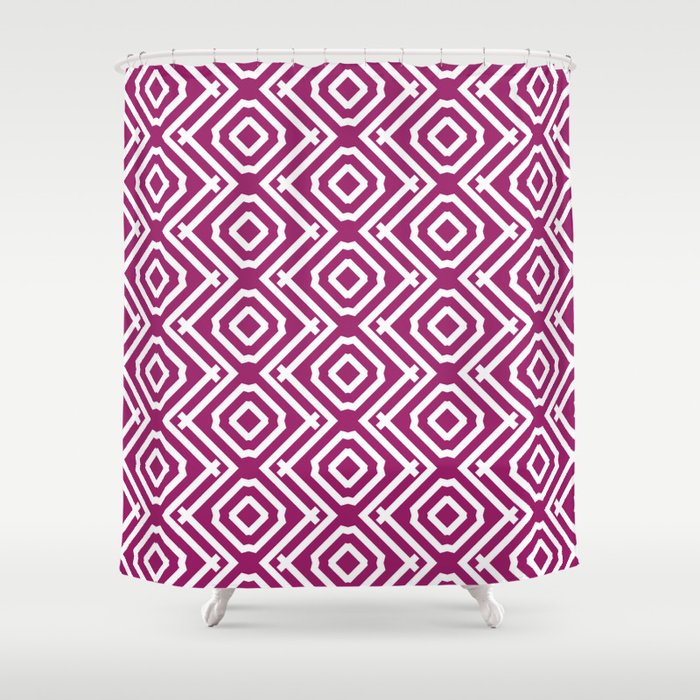 Magenta and White Vertical Stripe Diamond Pattern - Colour of the Year 2022 Orchid Flower 150-38-31 Shower Curtain