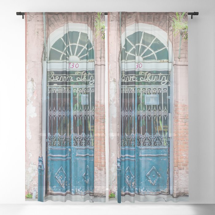 French Quarter Door New Orleans Sheer Curtain