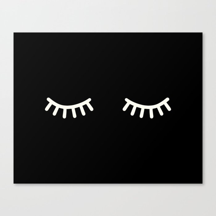 Eyelashes | Black & White Sleeping Eyes Canvas Print