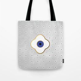 Mati Evil eye protection floral pattern on white Tote Bag