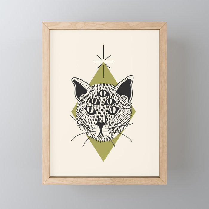 Society6 Alien Cat Tattoo Minimalist Dorm Room Wall Art Tarot Card Kitty Artwork Occult Framed Mini Art Print By Beetle Ink Co Light Wood 3 X 4 From Society6 Daily Mail