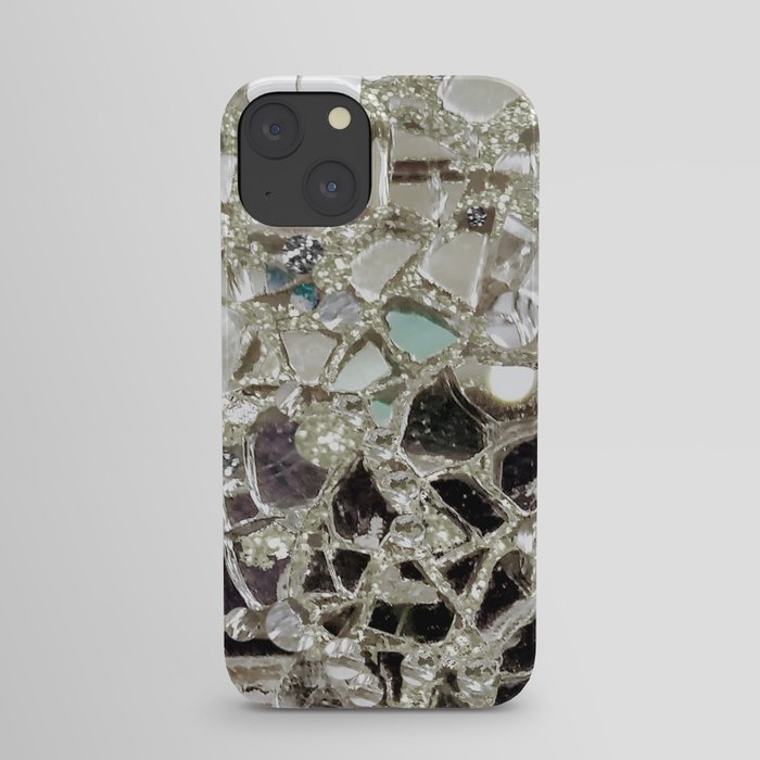 An Explosion of Sparkly Silver Glitter, Glass and Mirror iPhone Case