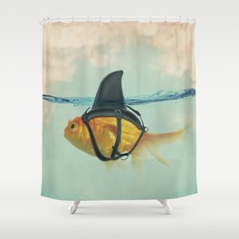 Goldfish with a Shark Fin Shower Curtain