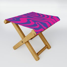 Psychedelic Liquid Swirl in Iridescent Blue + Hot Pink Folding Stool