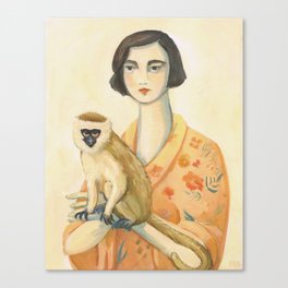A Lady & A Monkey Canvas Print