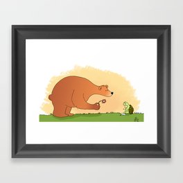 The bear and the sad turtle Framed Art Print
