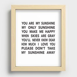You Are My Sunshine in Black Recessed Framed Print