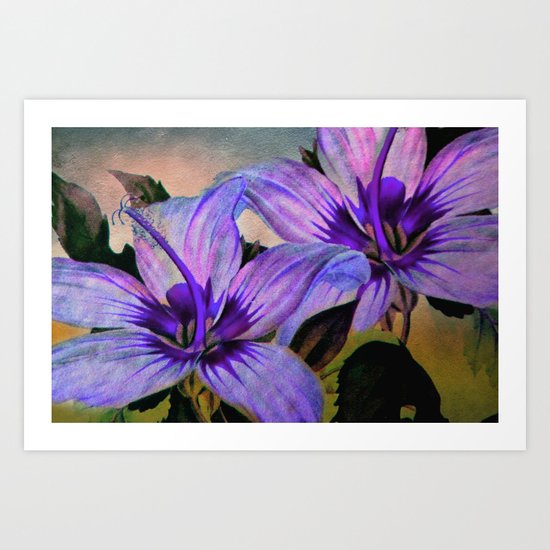 Vintage Painted Lavender Lily Art Print