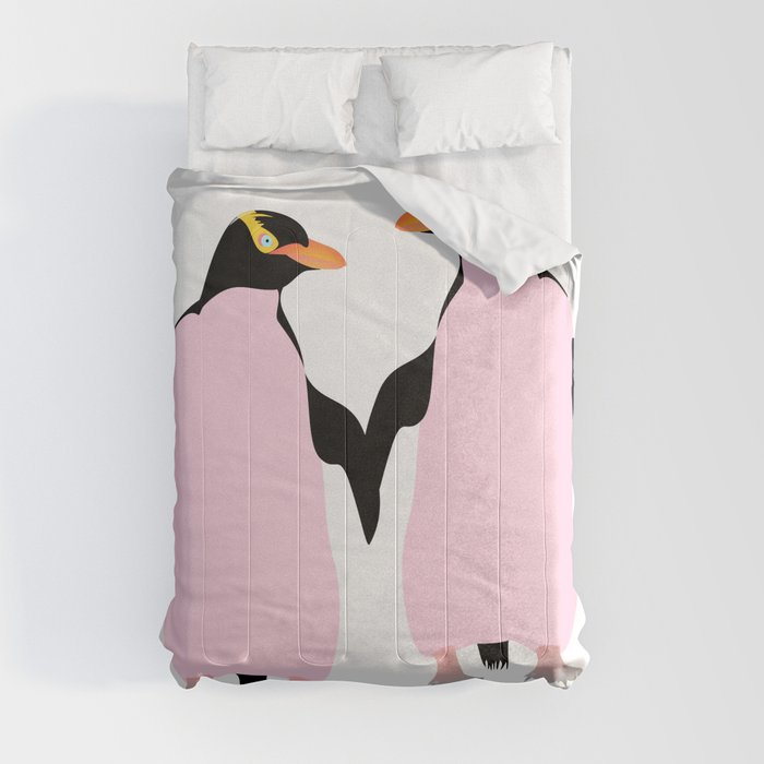 Gay Pride Lesbian Penguins Holding Hands Comforter