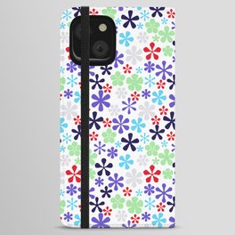 vivid purple red green eclectic daisy print ditsy florets iPhone Wallet Case