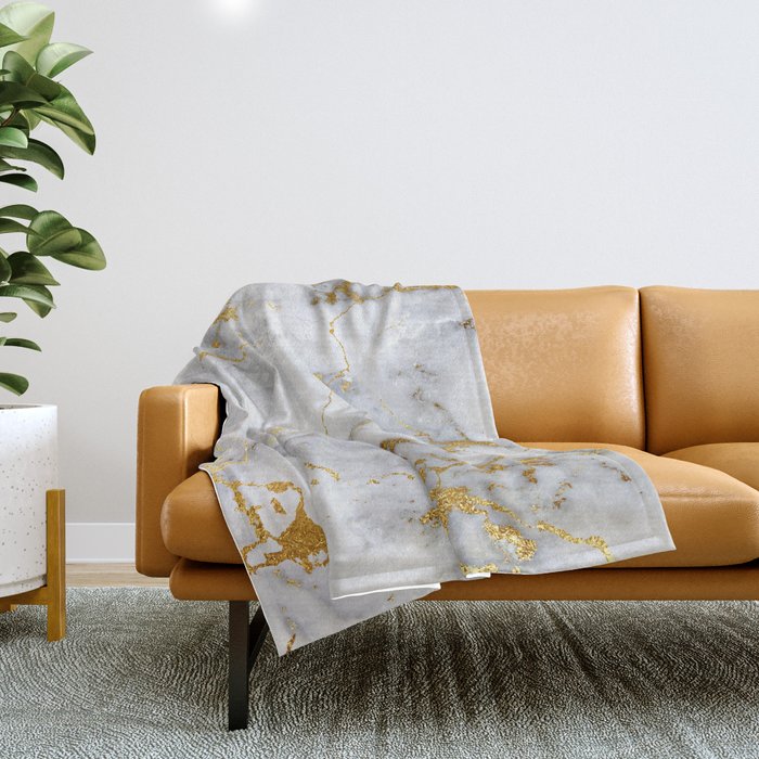 Gray and gold throw store blanket