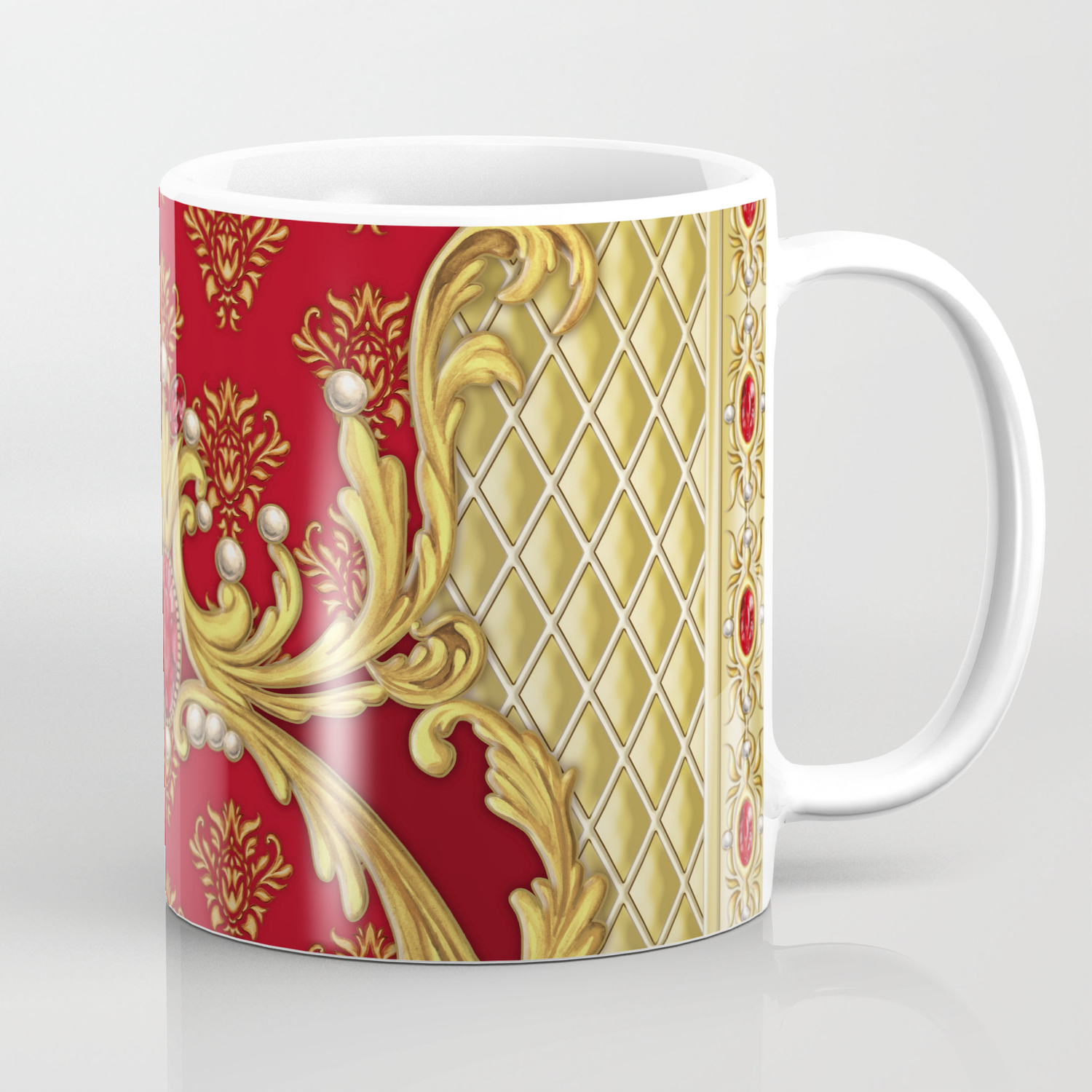 Decorative Composition With Perls Rubies And Golden Elements