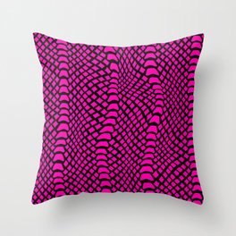 Neon Pink Snake Skin Pattern Throw Pillow