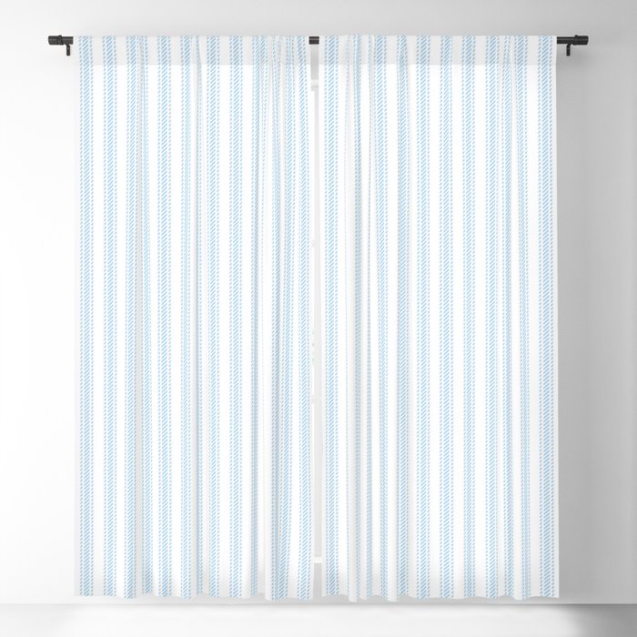 Pastel Blue & White Ticker Stripe Blackout Curtain