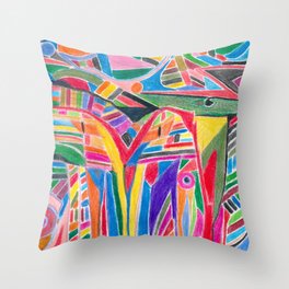 “colour jungle” - tribal abstract art Throw Pillow