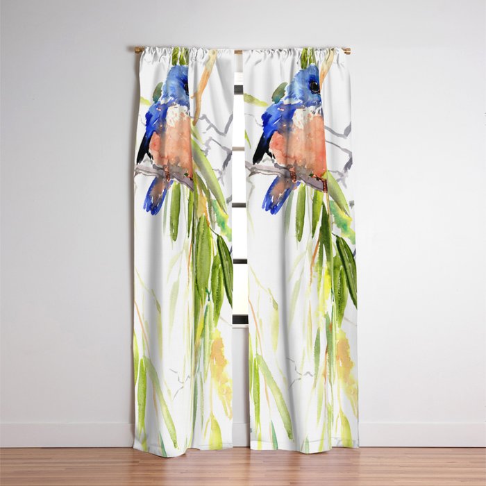 Kingfisher And Weeping Willow Blackout Curtain By Sureart Society6