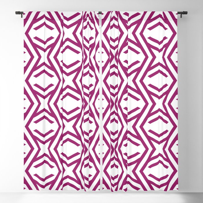 Magenta and White Zig Zag Stripe and Star Pattern - Colour of the Year 2022 Orchid Flower 150-38-31 Blackout Curtain