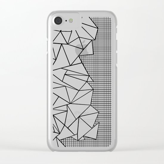 Abstraction Outline Grid on Side White Clear iPhone Case