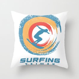 Taiwan surfing Throw Pillow