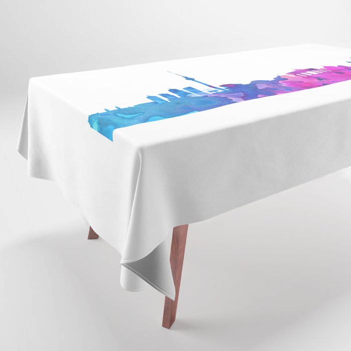 Berlin Skyline Watercolor Blue Orange Pink Purple Green Cityscape Berlin Germany Europe City Skyline Tablecloth