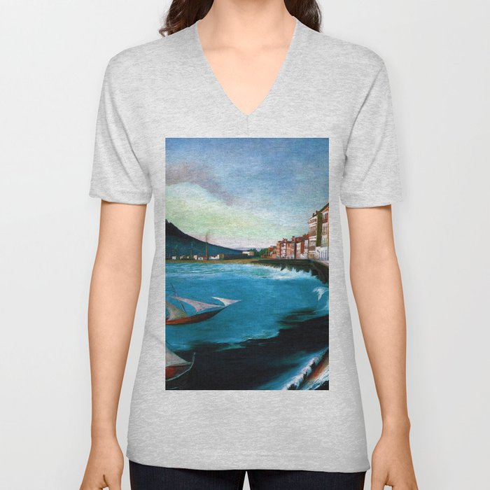 Castellamare di Stabia, Bay of Naples, Italy Waterfront by Tivadar Csontváry Kosztka V Neck T Shirt