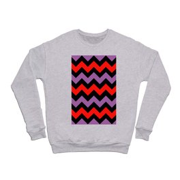 Chevron Pattern In Black, Red And Lilac Crewneck Sweatshirt